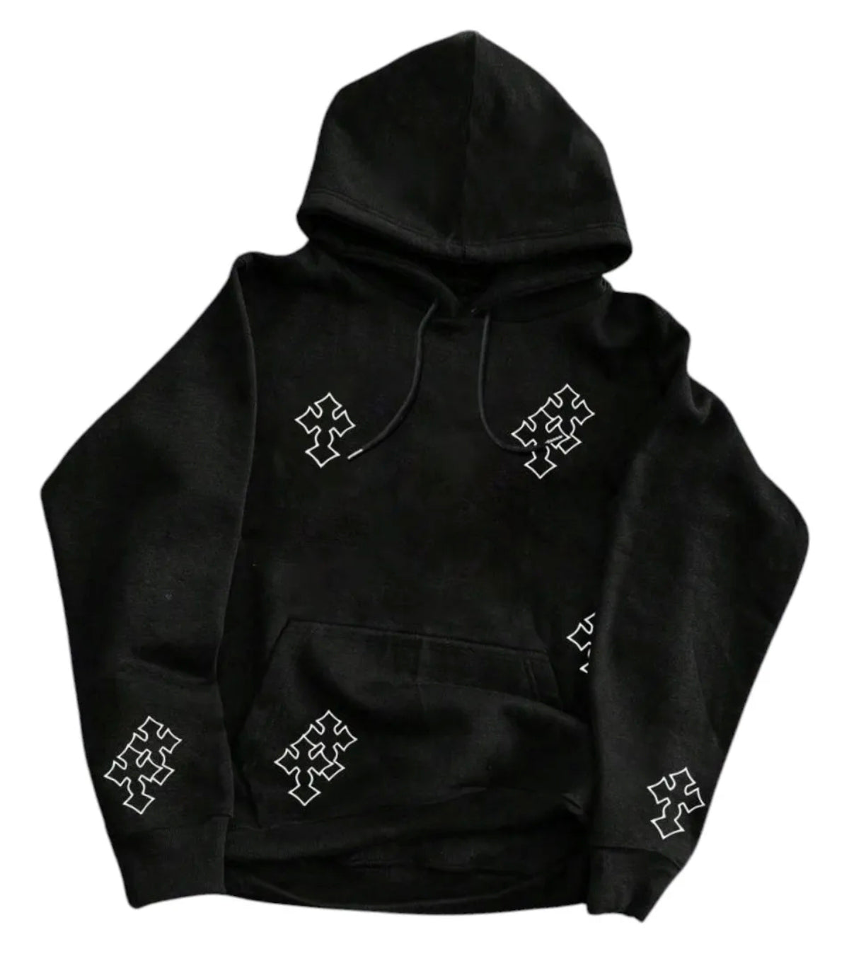 Hoodie Con Estampado De Cruz Varias 
Holgada Casual
