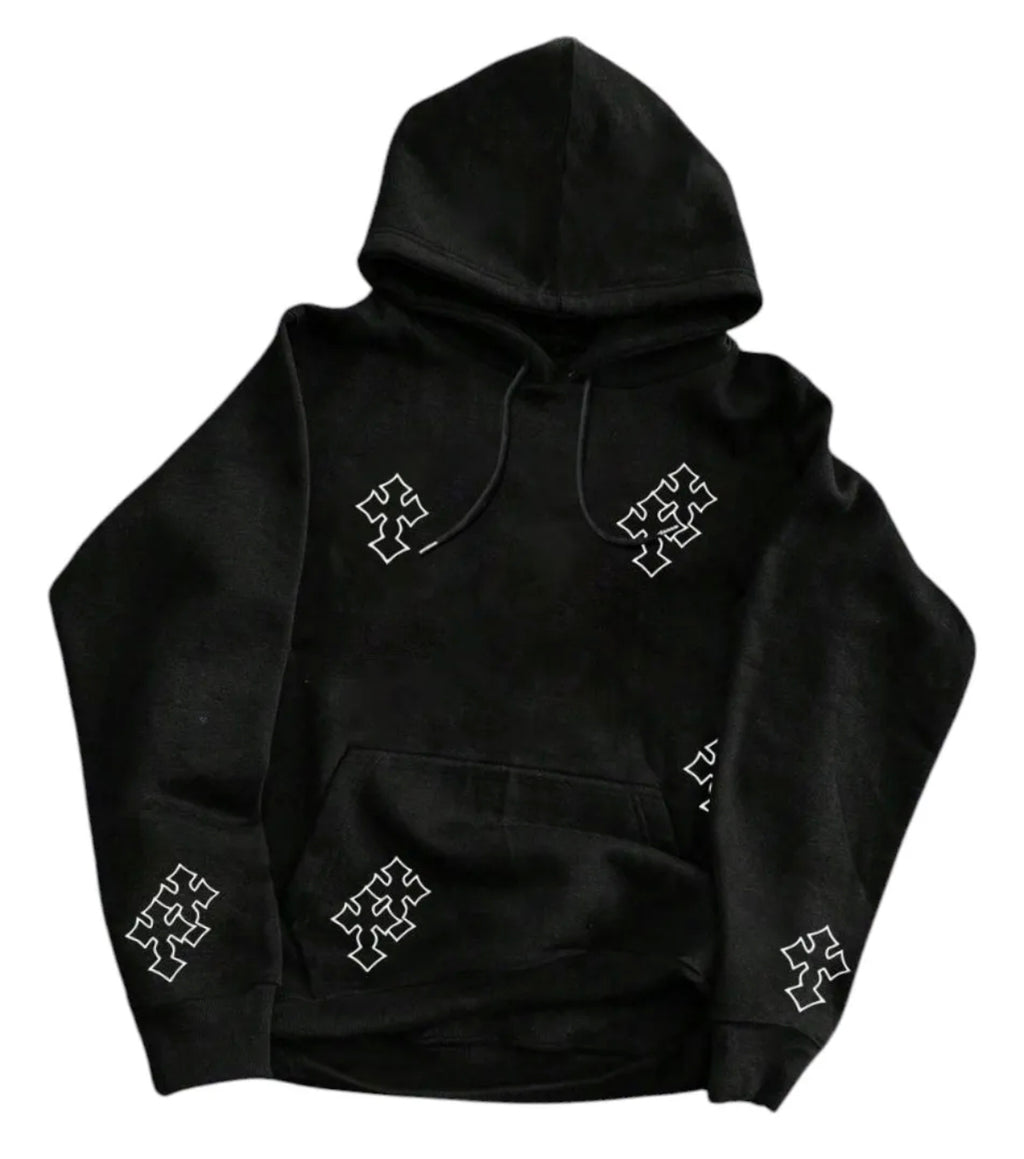 Hoodie Con Estampado De Cruz Varias 
Holgada Casual